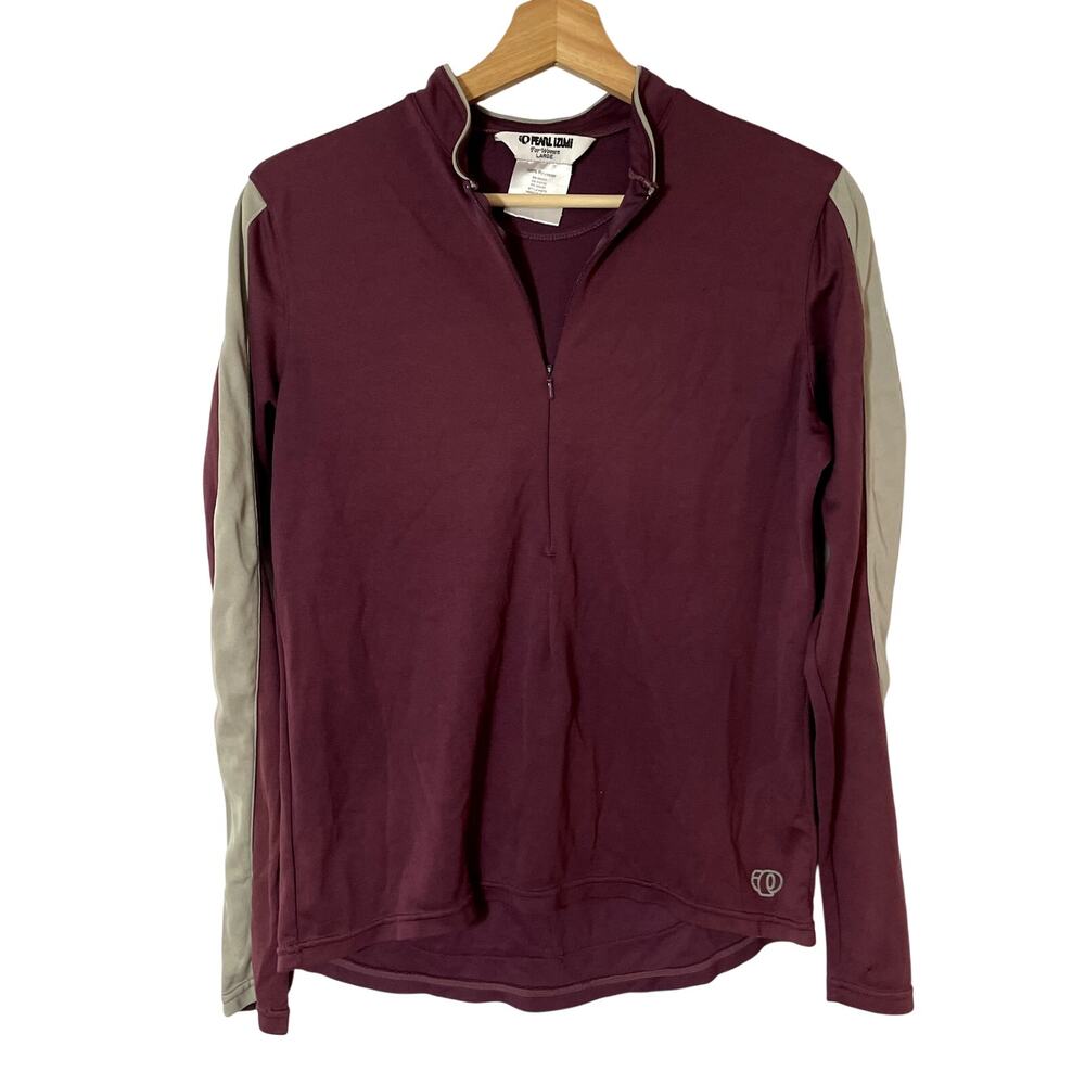 Pearl Izumi purple gray running quarter zip long‎ sleeved top women's size large